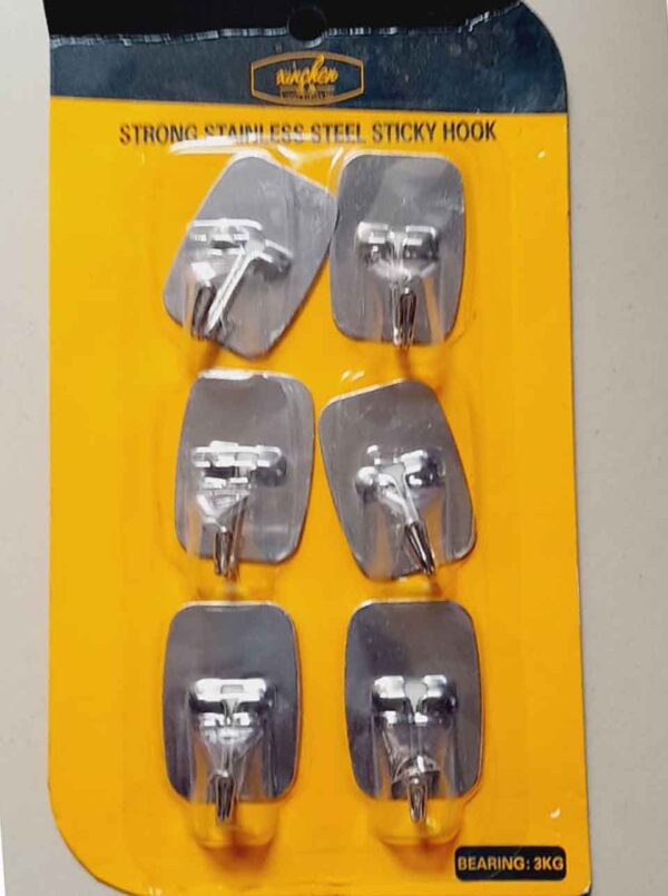 6 Pcs Adhesive Stainless Steel Wall Hooks